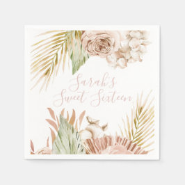 Boho Sweet 16 Geburtstagsgetrocknete Blume Serviette