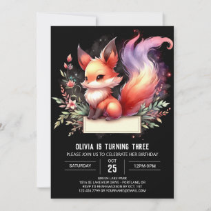 Boho Sweet Fox Birthday digital Einladung