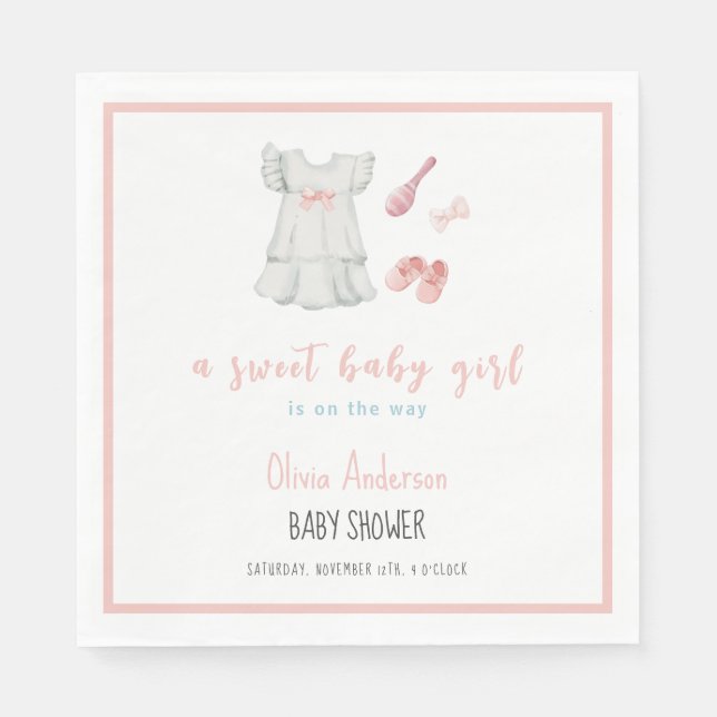 Boho Sweet Pink Girl Outfit Babydusche Serviette (Vorderseite)
