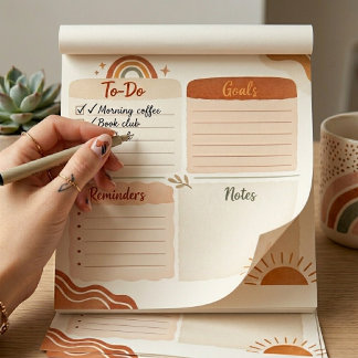 Boho Tagesplaner Notizbuch – Aufgaben, Ziele & Not Notizblock