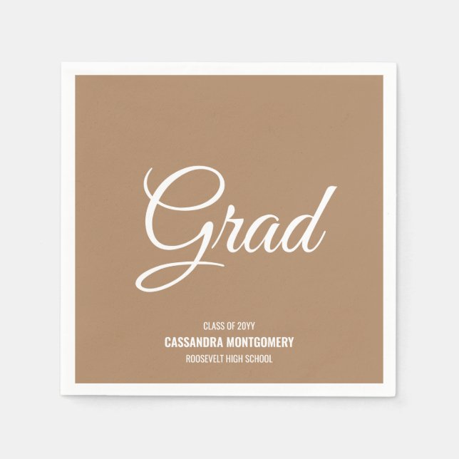 Boho Tan Minimalistisch Modern Graduation Party Serviette (Vorderseite)