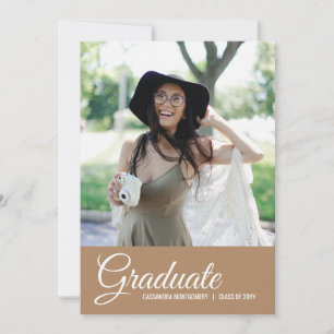Boho Tan Minimalistisches Foto Grad Bekanntgabe Einladung