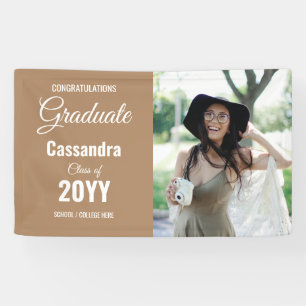 Boho Tan Modern Classic Foto Abschluss Banner