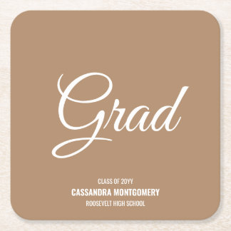 Boho Tan Modern Graduation Party Rechteckiger Pappuntersetzer