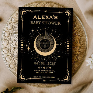 Boho-Tarot-Mond-Sonne-Baby-Party-Einladung Einladung