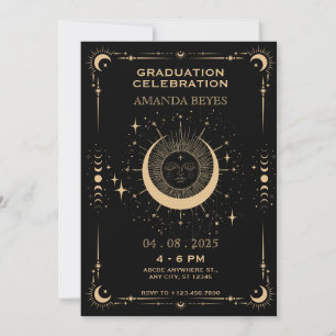 Boho Tarot Moon Sun Abschluss Einladung