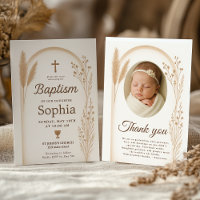 Boho Taufe Einladung und Danke-Card-Set