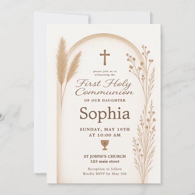 Boho Taufe Einladung und Danke-Card-Set (Vorderseite)