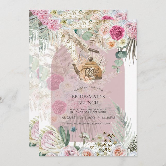 BOHO Tea Party Brautparty Pampas Grass (Vorne/Hinten)