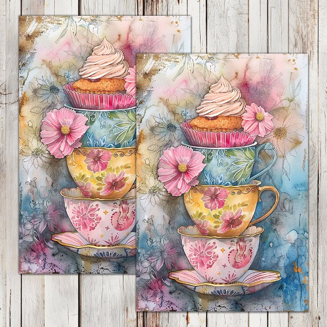BOHO TEA PARTY DECOUPAGE TISSUPAPIER SEIDENPAPIER (BOHO TEA PARTY DECOUPAGE TISSUE PAPER)