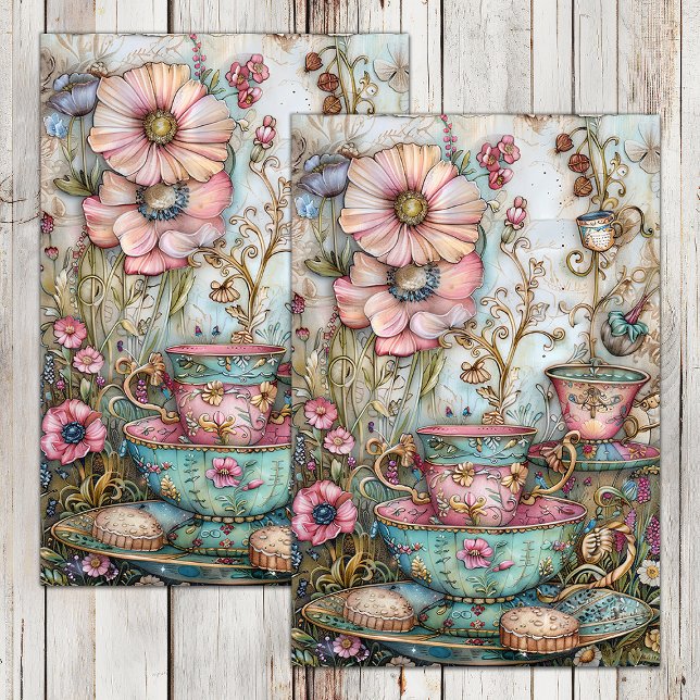 BOHO TEA PARTY DECOUPAGE TISSUPAPIER SEIDENPAPIER (BOHO TEA PARTY DECOUPAGE TISSUE PAPER)