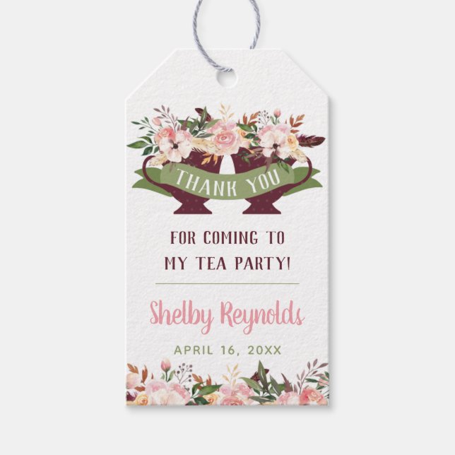 Boho Tea Party Vielen Dank für Ihre Unterstützung  Geschenkanhänger (Vorderseite)
