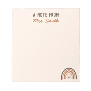 Boho Teacher Appreciative Rainbow Apple Notizblock