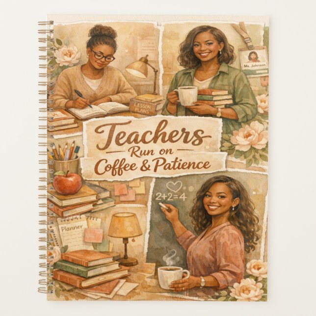 Boho Teachers run on coffee and patience  Planer (Vorderseite)