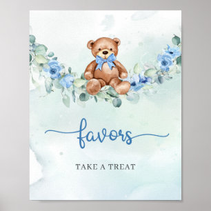 Boho Teddy Bär blauer Eukalyptus-Favorit Poster