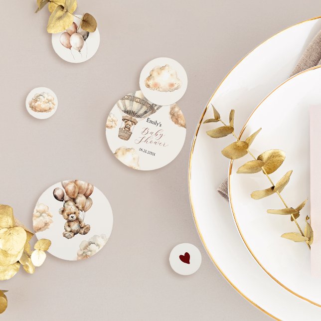 Boho Teddy Bear Air Ballon Wolken Baby Dusche Konfetti (Boho Teddy Bear Air Balloon Clouds Baby Shower Confetti)