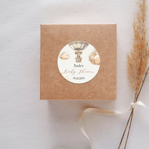 Boho Teddy Bear Air Ballon Wolken Baby Dusche Runder Aufkleber