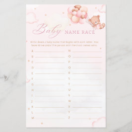 Boho Teddy Bear Baby Shooting Baby Name Race Game