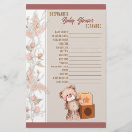 Boho Teddy Bear Baby Shooting Scramble Game Briefpapier