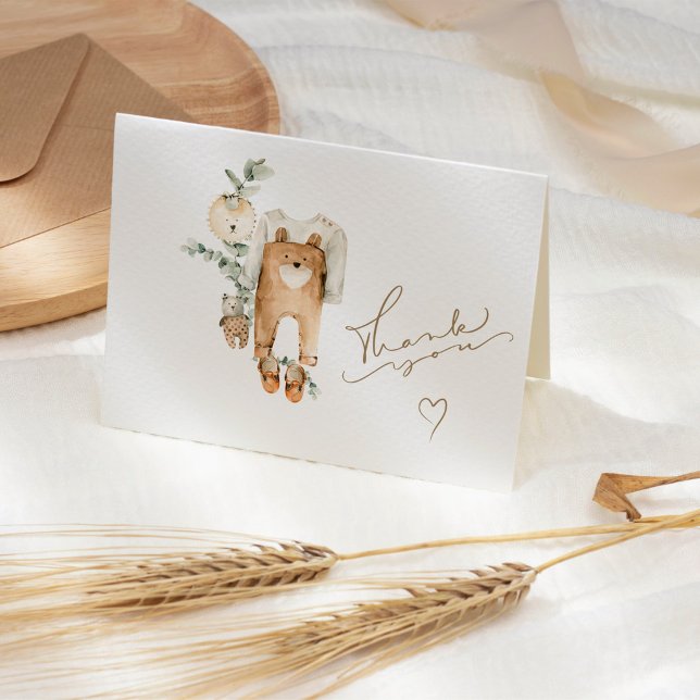 Boho Teddy Bear Baby Shower Dankeskarte (Von Creator hochgeladen)