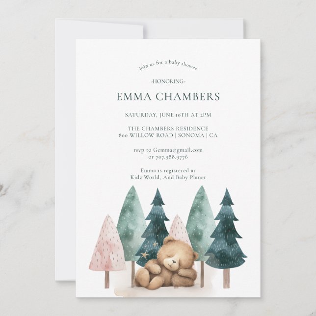 Boho Teddy Bear Baby Shower Einladung (Vorderseite)
