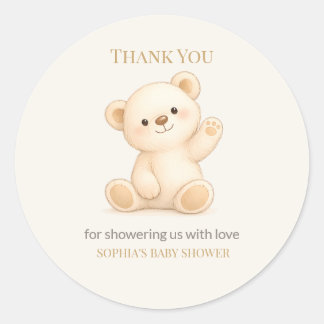 Boho Teddy Bear Baby Shower Runder Aufkleber