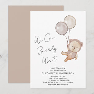 Boho Teddy Bear Balloons Babydusche Einladung