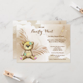 Boho Teddy Bear Bear Bearly Wait Baby Dusche Einladung