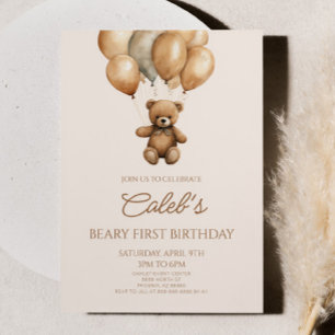 Boho Teddy Bear Beary Erster Geburtstag Party Einladung