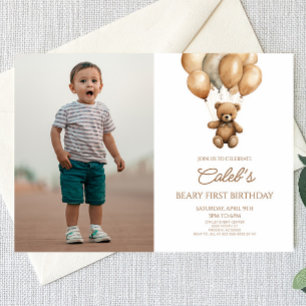 Boho Teddy Bear Beary Erster Geburtstag Party Einladung