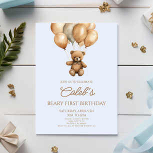 Boho Teddy Bear Beary Erster Geburtstag Party Einladung