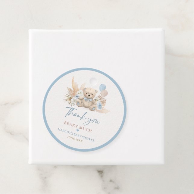 Boho Teddy Bear Blue Bearly Wait Baby Dusche Geschenkanhänger (Beispiel)