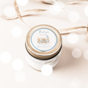 Boho Teddy Bear Blue Bearly Wait Baby Shooting Fav Runder Aufkleber