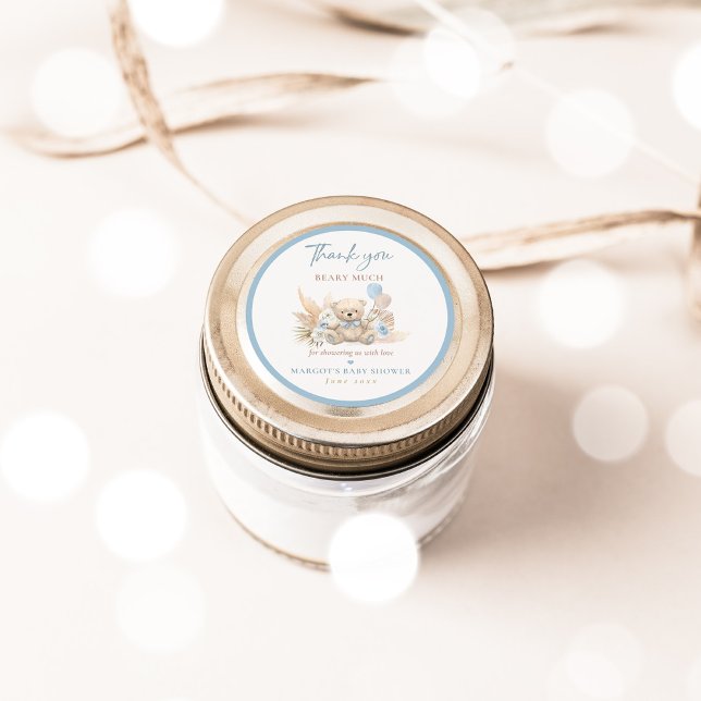 Boho Teddy Bear Blue Bearly Wait Baby Shooting Fav Runder Aufkleber (Von Creator hochgeladen)