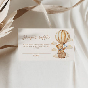 Boho Teddy Bear Diaper Raffle Baby Dusche Begleitkarte