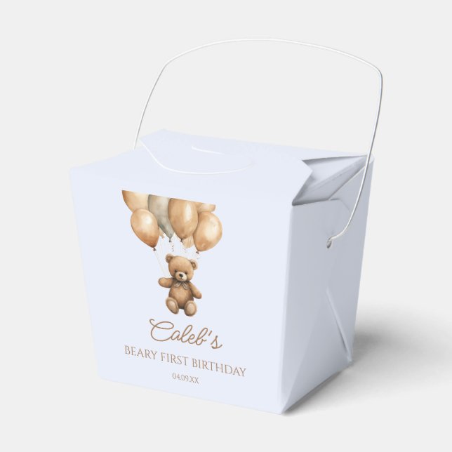 Boho Teddy Bear erste Geburtstagspartei Geschenkschachtel (Vorderseite)