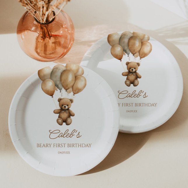 Boho Teddy Bear erste Geburtstagspartei Pappteller (Von Creator hochgeladen)