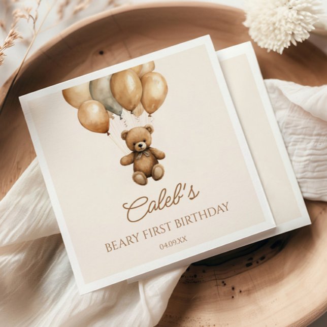 Boho Teddy Bear erste Geburtstagspartei Serviette (Von Creator hochgeladen)