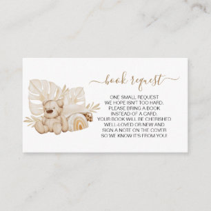 Boho Teddy Bear Gender Neutral Book Request Begleitkarte