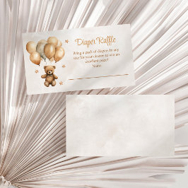 Boho Teddy Bear mit Balloons Diaper Raffle Begleitkarte