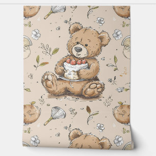 Boho Teddy Bear Pattern Baby Kinderzimmer Room Tapete