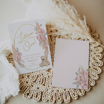 Boho Teddy Bear Pink und Gold zum Geburtstag