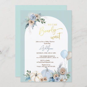 Boho Teddy Bear Pumpkin Boy Bearly Baby Shower Einladung