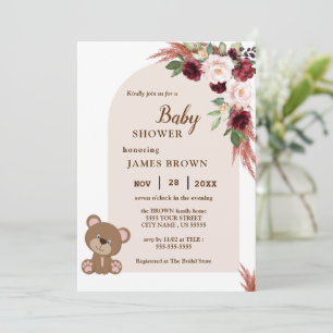Boho Teddy Bear Stylist Kinderdusche Einladung