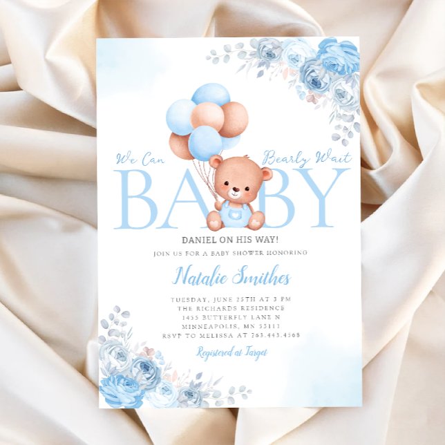 Boho Teddy Bear wir können frühes Abwarten Baby Du Einladung (Von Creator hochgeladen)