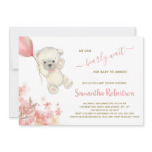 Boho Teddy Polar Bear Pink Pampa Grass Baby Dusche