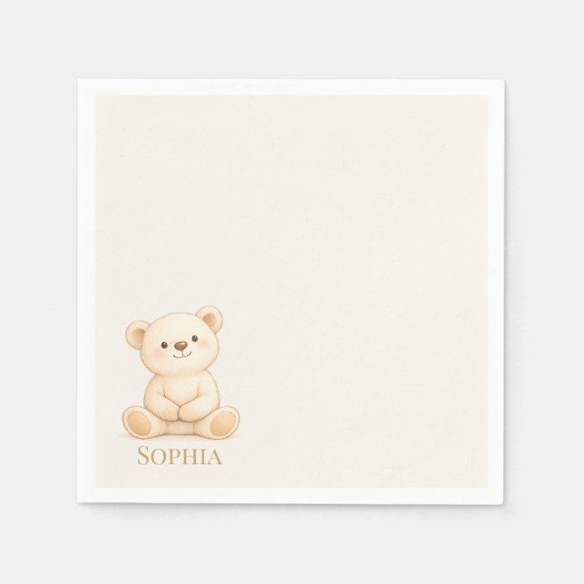 Boho-Teddybär-Baby-Party Serviette (Vorderseite)