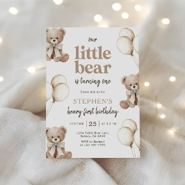 Boho Teddybär Beary Erste 1. Geburtstagsfeier Einladung