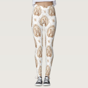 Boho-Teddybär-Regenbogen-Neutrales Floral (2) Leggings
