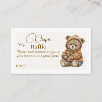 Boho-Teddybär-Windel-Raffle-Baby-Shower-Einlage. Begleitkarte
